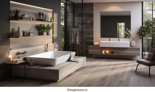 Warm and Relaxing Bathroom Interior with Natural Elements