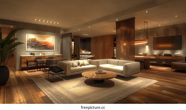 Modern Luxury Interior Design of a Spacious Apartment Living Room