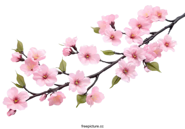 [Transparent Background PNG]Beautiful Pink Cherry Blossom Branch