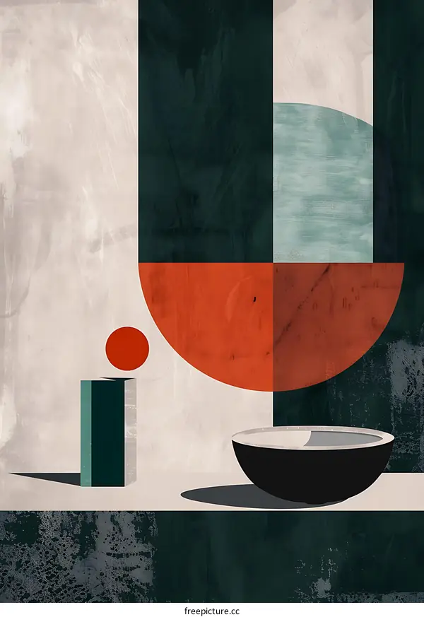 Abstract Geometric Shapes with Green and Orange Colors