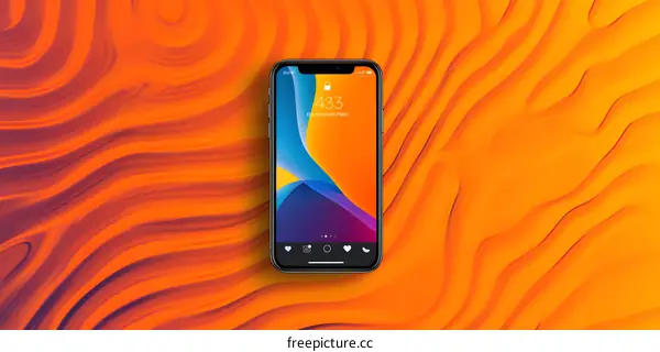 Orange Abstract Background With Black Phone