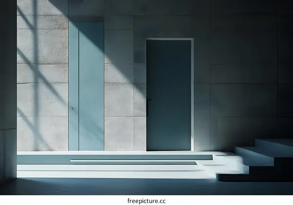 Modern Minimalist Architecture Concrete Wall and Doorway