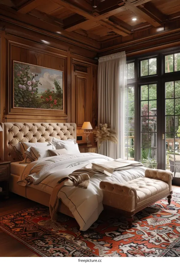 Luxurious Wooden Bedroom with Classic Furniture