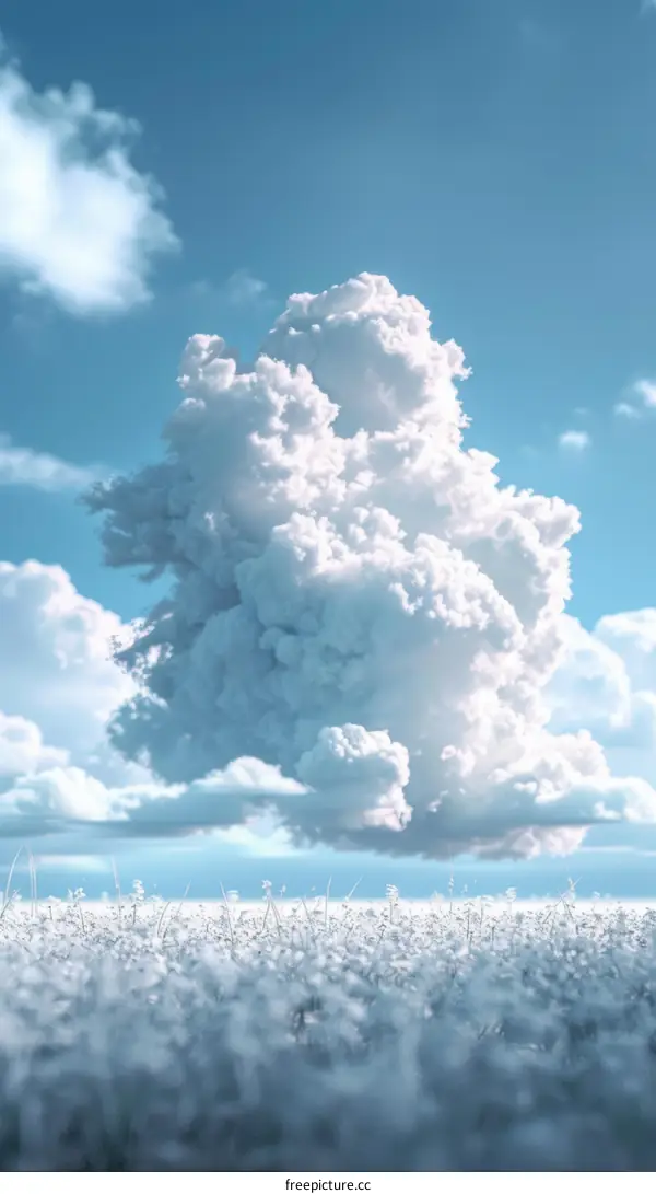 Beautiful Fluffy Clouds Over a Field of Flowers