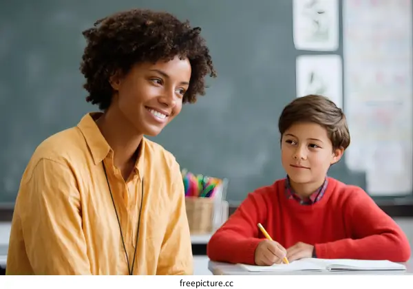 Teacher and Student in Classroom Setting