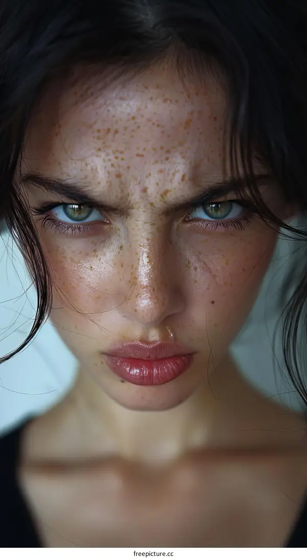 Close Up Portrait of a Woman with Freckles