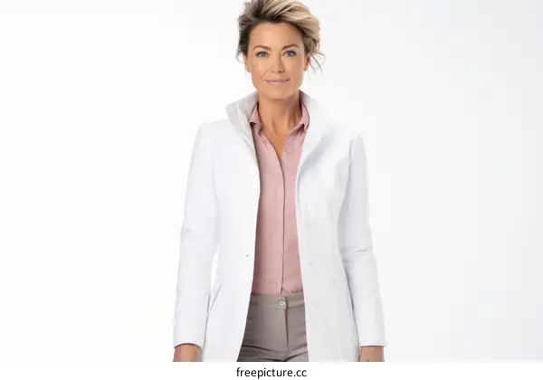 Confident female doctor in white coat
