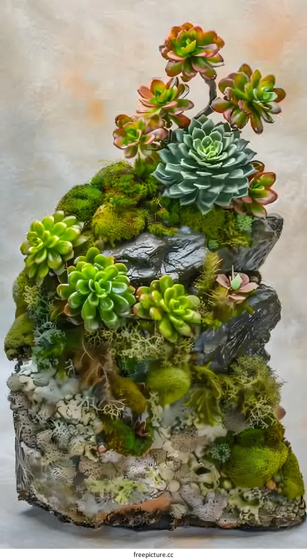Succulents and Moss Miniature Garden