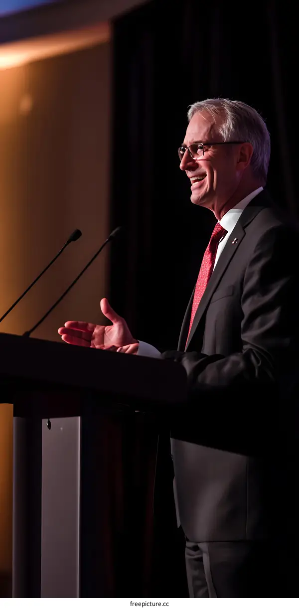 Businessman Giving Speech at Conference