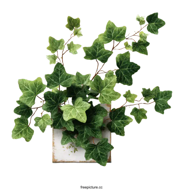 [Transparent Background PNG]Ivy Plant in a Decorative Square Pot