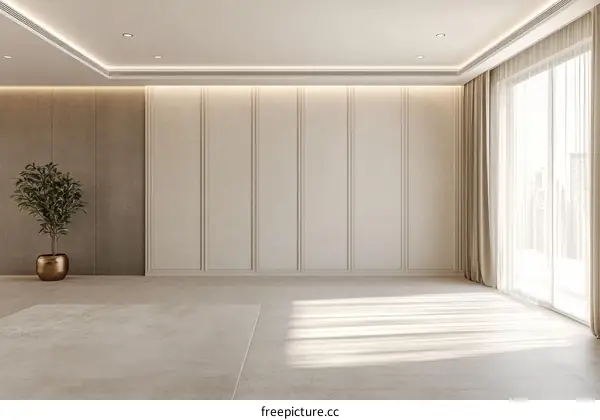 Elegant Empty Modern Interior with Beige Accents