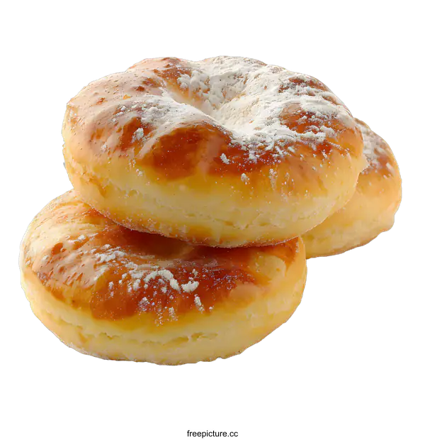 [Transparent Background PNG]Three donuts with powdered sugar