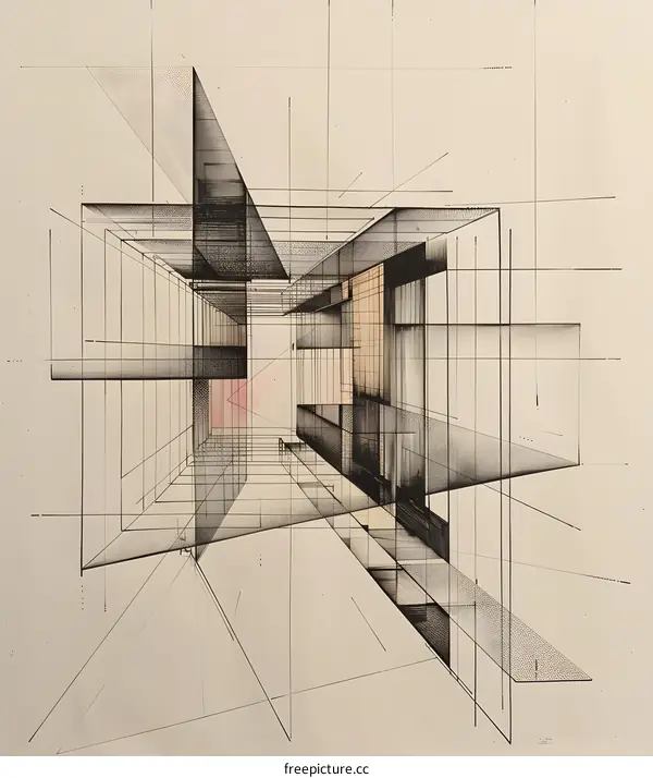 Abstract Perspective Drawing of Architecture Structure