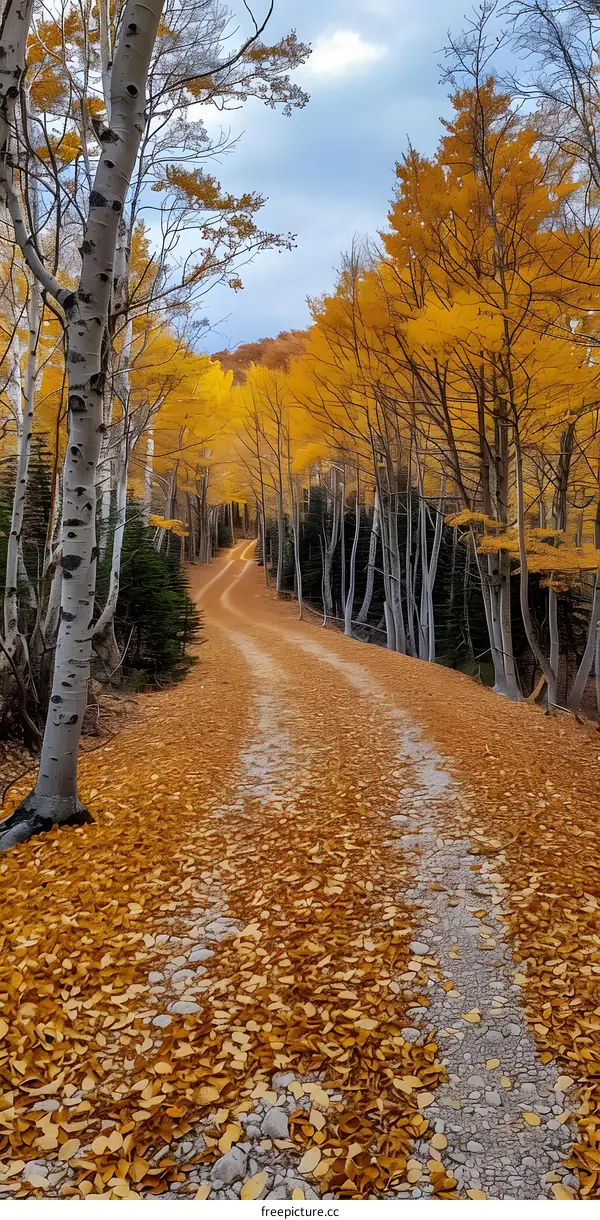 The road through the autumn forest