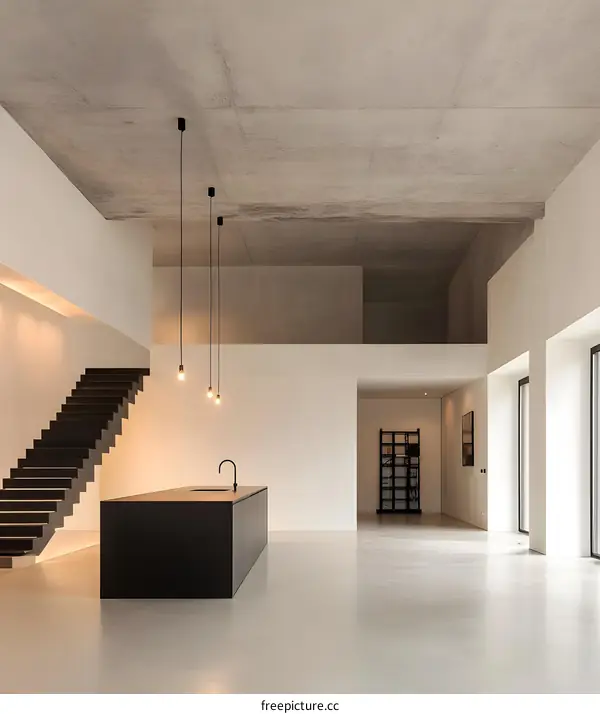 Minimalist Modern Concrete Loft Apartment Interior Design