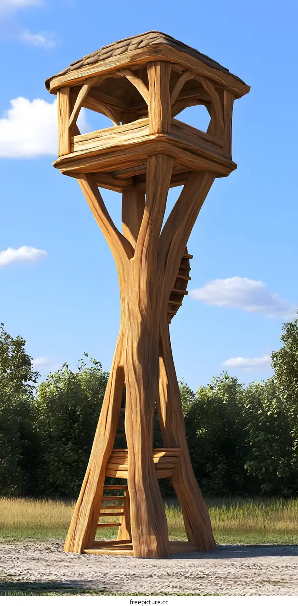 Wooden Treehouse Tower Illustration