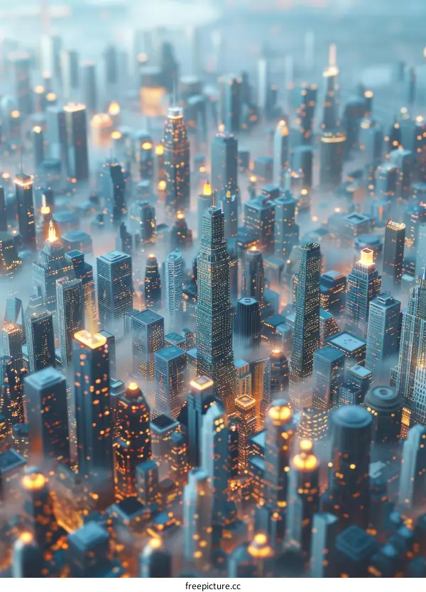 Glowing Metropolis: Skyscrapers and City Lights