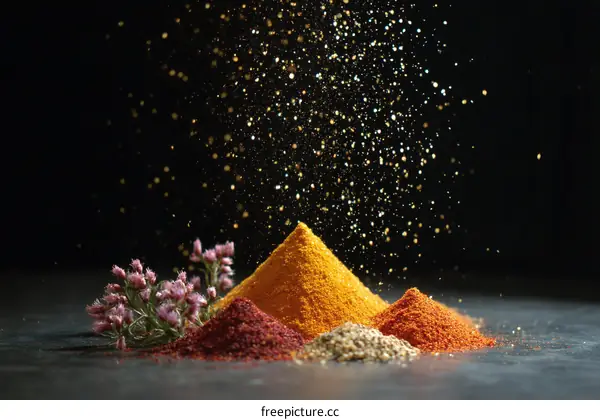 Colorful Spices with Golden Glitter