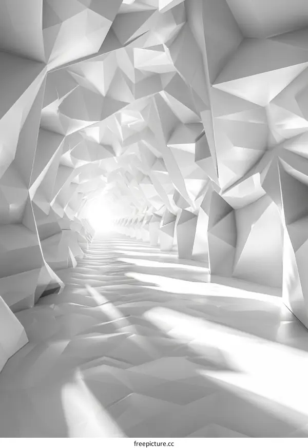 Futuristic Sci-Fi White Geometric Tunnel