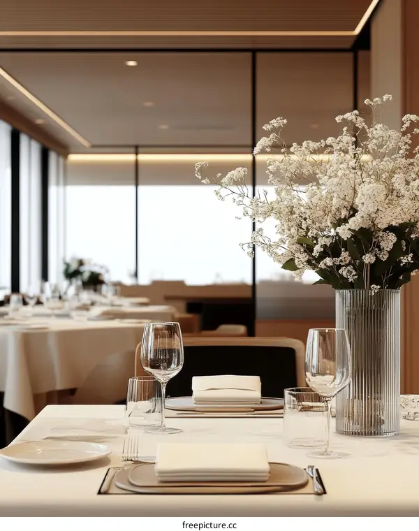 Elegant Restaurant Dining Setting Illustation