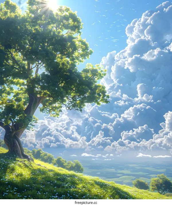 A fantasy landscape painting