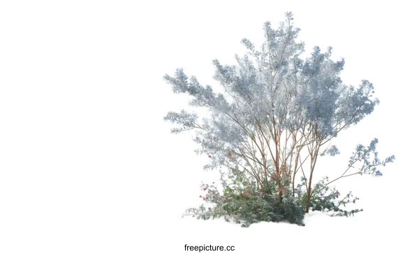 [Transparent Background PNG]Winter Snow-Covered Bush Illustration