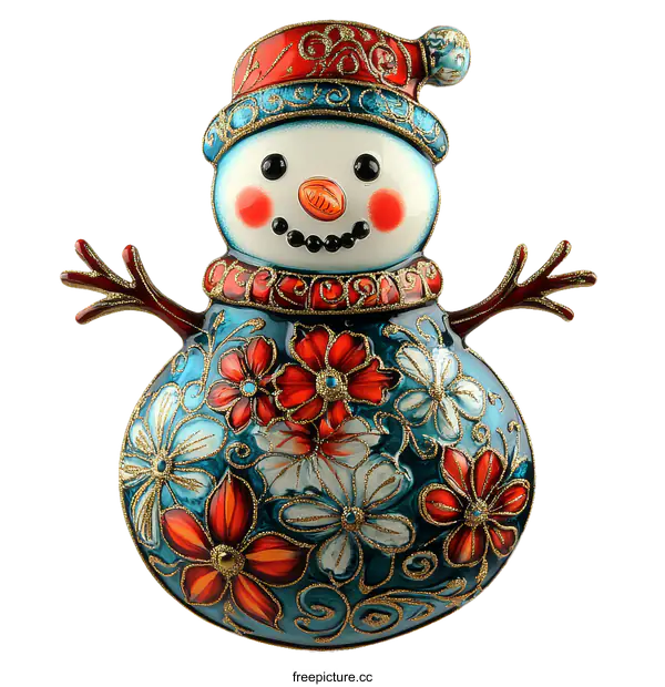 [Transparent Background PNG]Christmas Snowman Ornament Decorated with Flowers