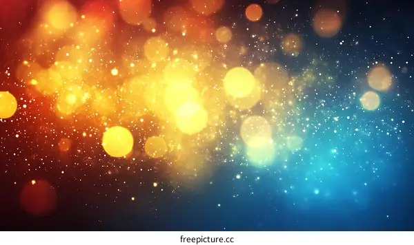 Abstract Bokeh Background with Golden and Blue Lights