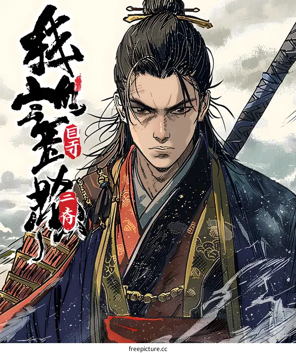 Warrior with Sword in Hand Illustration