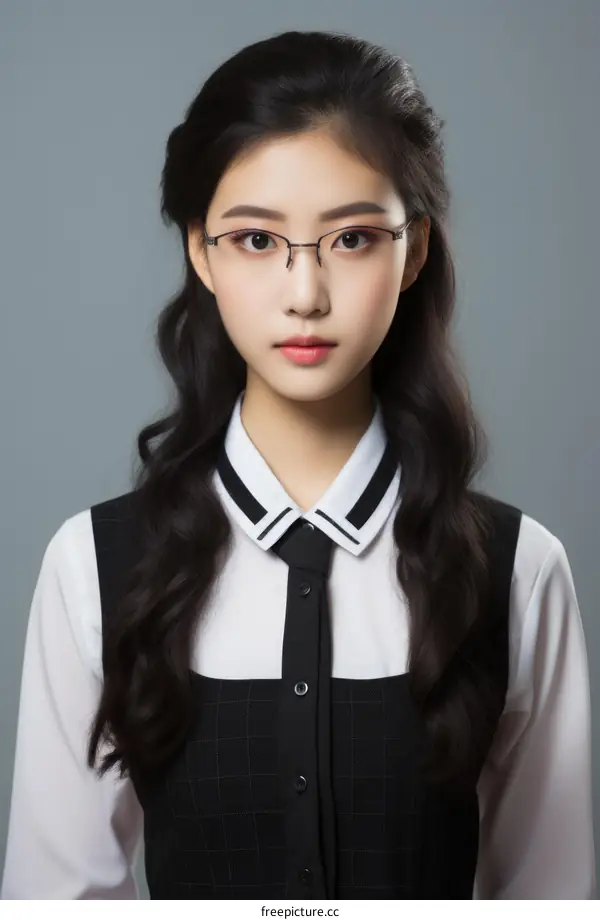 Portrait of a Young Asian Woman in Glasses