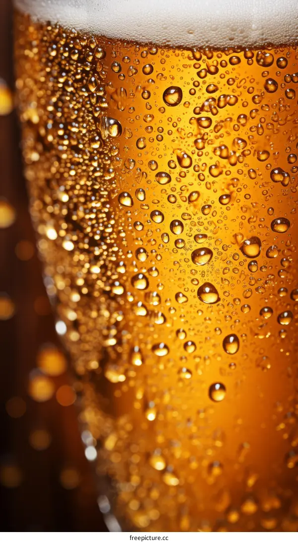 Refreshing Beer with Water Drops