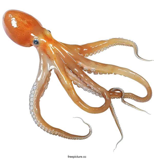 [Transparent Background PNG]Realistic Octopus on White Background