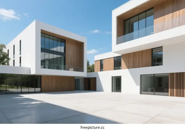 Modern White and Wooden Contemporary House Exterior with Glass