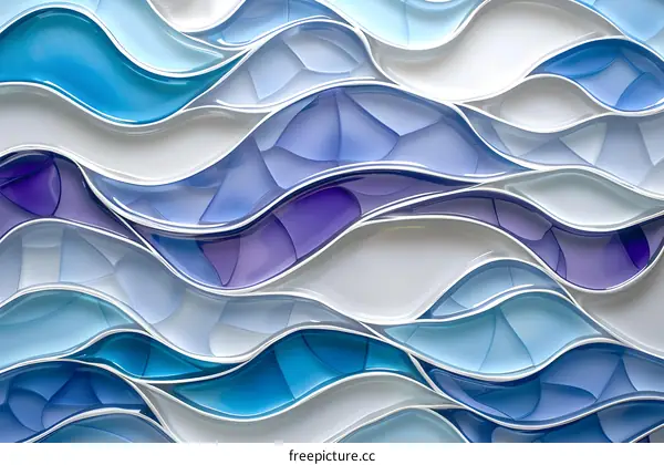 Blue and white 3D glass mosaic tiles