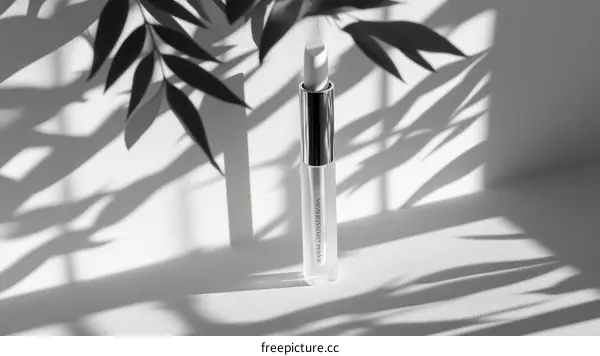 Elegant Cosmetic Product Presentation with Leaves