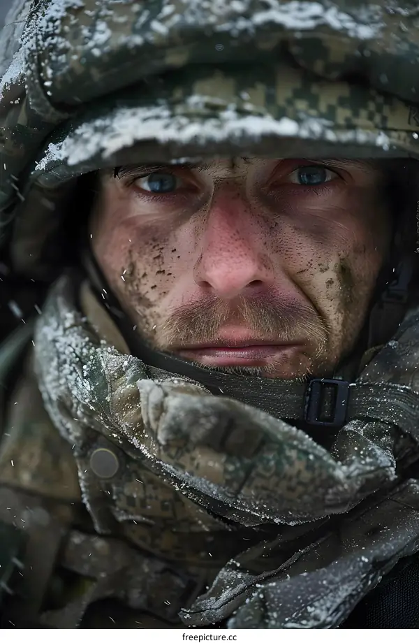 Portrait of a soldier in winter gear
