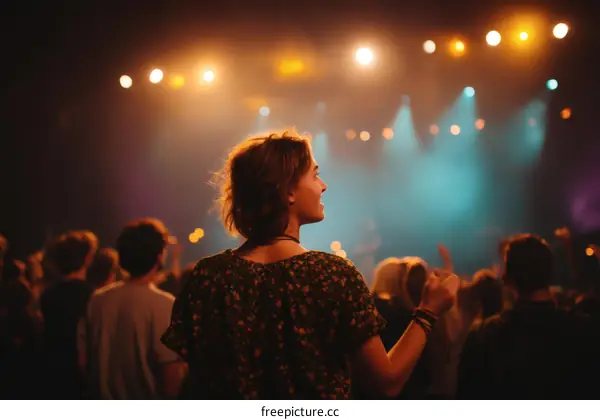 Concert Crowd Enthusiastically Watching Performance