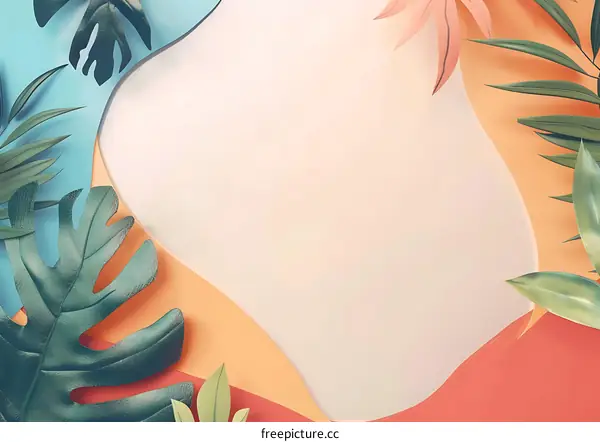 Tropical Leaves Background Minimalist Design Summer