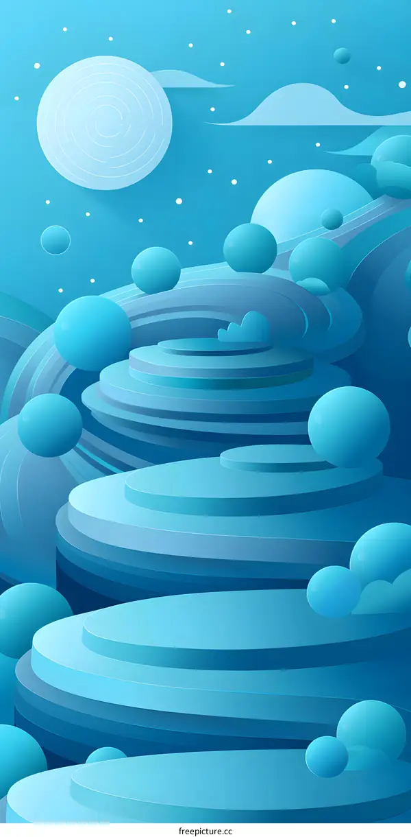 Abstract Blue Paper Cut Background Design