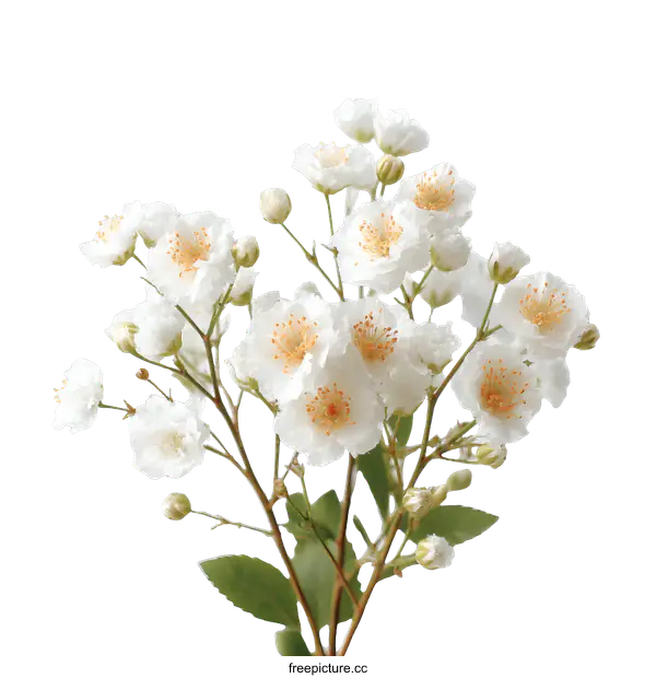 [Transparent Background PNG]Delicate White Flowers Bouquet Closeup