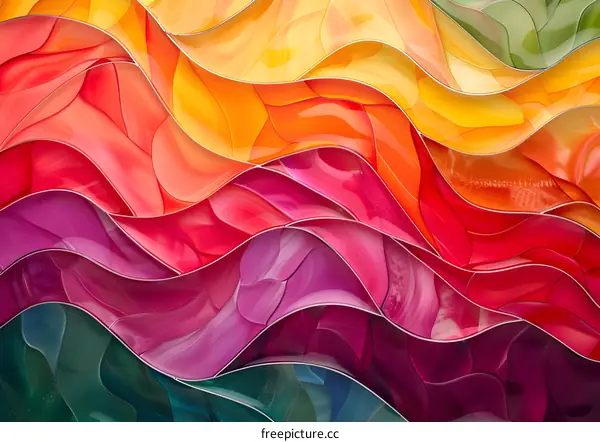 Colorful 3D rendering of wavy glass
