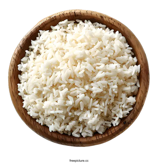 [Transparent Background PNG]Bowl of cooked white rice on white background