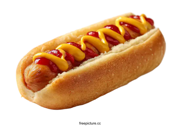 [Transparent Background PNG]Delicious Hot Dog with Mustard and Ketchup