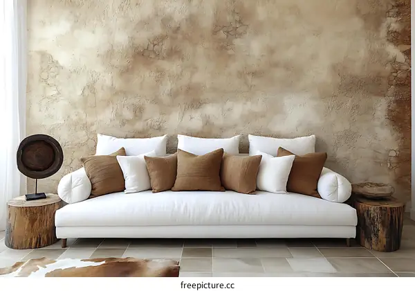 Modern Minimalist Living Room with Neutral Sofa