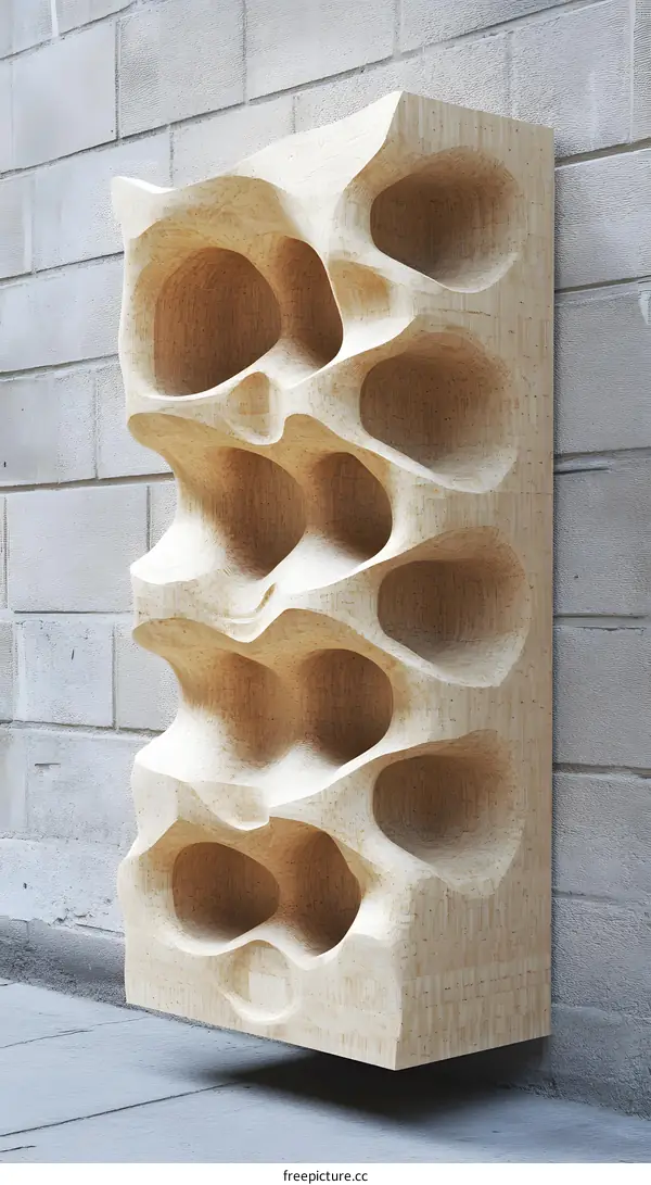 Abstract Wood Wall Sculpture with Organic Shapes