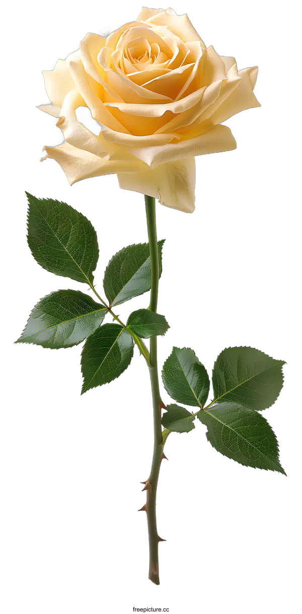 [Transparent Background PNG]Single Yellow Rose on White
