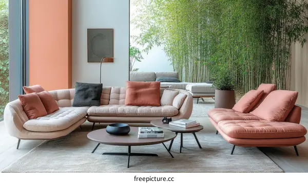 Modern Living Room Sectional Sofa Set with Coffee Table