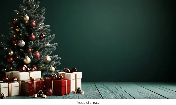 Christmas Tree and Gifts Festive Scene