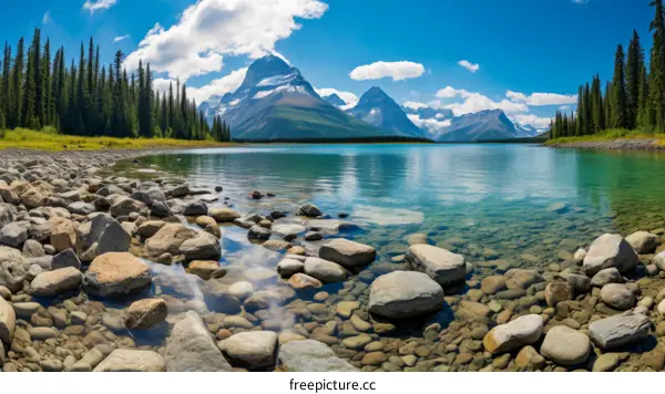 Rocky Mountains and lake landscape in Canada