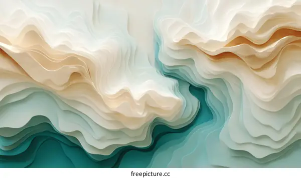 Abstract layered paper art landscape